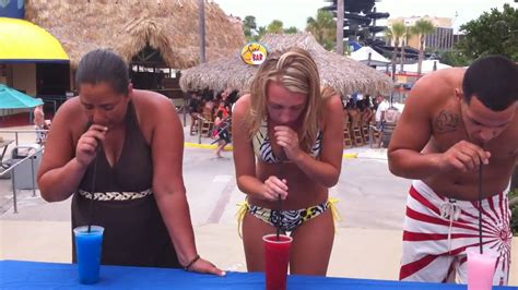 Woman Falls Out After Brain Freeze Contest Youtube