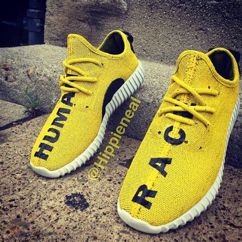 Adidas Yeezy 350 Boost Human Race Yellow Custom By Hippie Neal Adidas