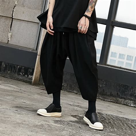 Men Oversize Loose Casual Japan Kimono Black Pants Male Streetwear Hip Hop Punk Gothic Harem