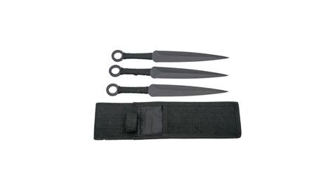 Set de 3 couteaux de lancer Kunai noir étui