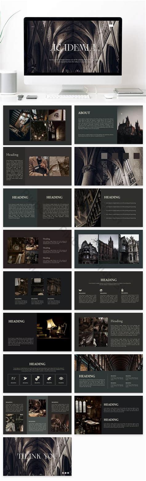 Dark Academia Aesthetic Powerpoint Template Black PowerPoint | PPTX ...