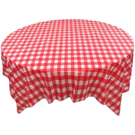 Pack Premium Round Plastic Checkered Bbq Tablecloth Red White