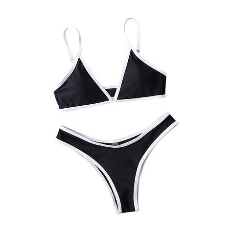 UTSJKR Women Triangle High Cut Bikini Sets Color Block Split Style Sexy High Waisted Thong