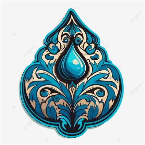 Decorative Sticker Featuring An Abstract Blue Design Clipart Vector