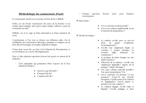 Méthodologie du commentaire darrêt Méthodologie du commentaire d