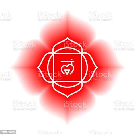 Muladhara Icon The First Root Chakra Vector Red Shine Line Symbol