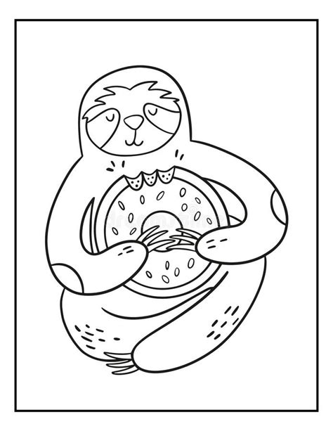 Cute Cartoon Coloring Page With Sloth Coloring Poster With Sleeping