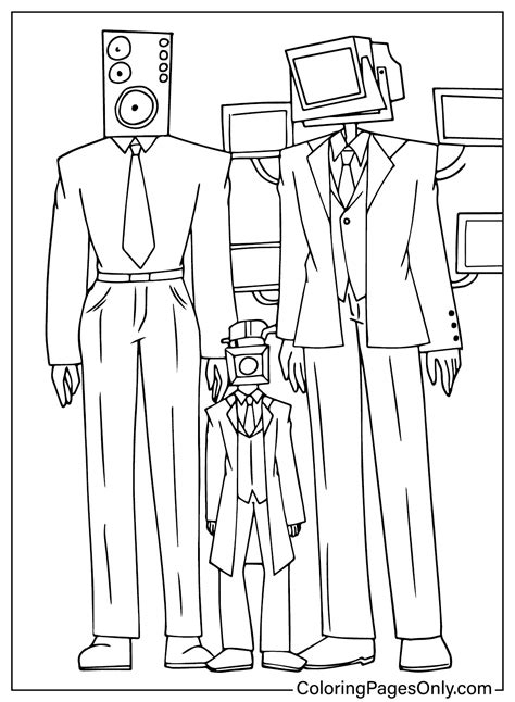 Big Speakerman And Large Tv Man Cameraman Coloring Page Big Speakerman Coloring Pages Coloring