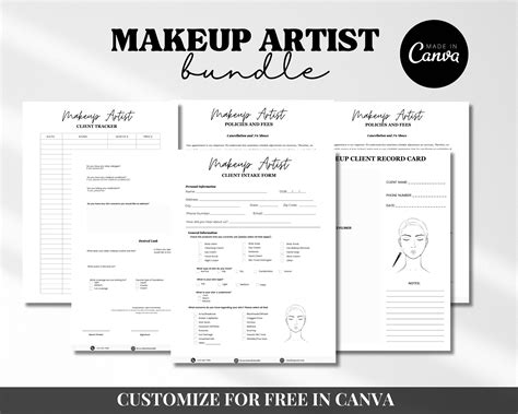 Makeup Artist Contract Editable Template Mua Agreement Makeup Service Form Bridal Makeup