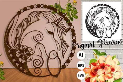 Round Unicorn Papercut Heart Beads And Floral Arrangement