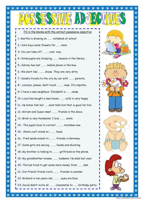 Possessive Adjectives English Esl Worksheets Pdf And Doc