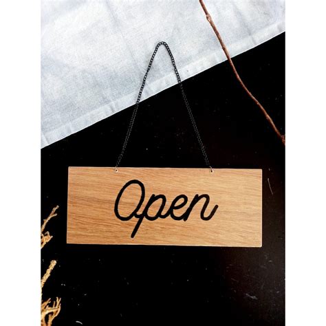 Jual Open Closed Wooden Signage Board Sign Cafe Papan Gantungan Buka