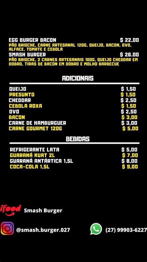 Menu Em Smash Burger Restaurante Guarapari