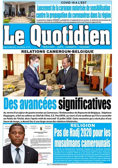 Revue De Presse Du Jeudi Juillet M Dias Du Cameroun