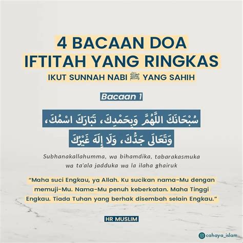 Cahaya Islam On Instagram Jenis Bacaan Doa Iftitah Yang Ringkas