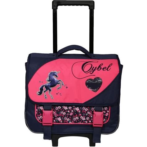 CYBEL Cartable à Roulettes 38 cm 2 Compartiments 1 poche Bleu Marine