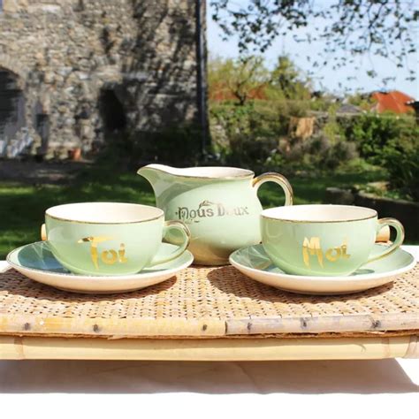 DUO DE TASSES à thé Nous Deux Toi et Moi pot à lait vert Villeroy