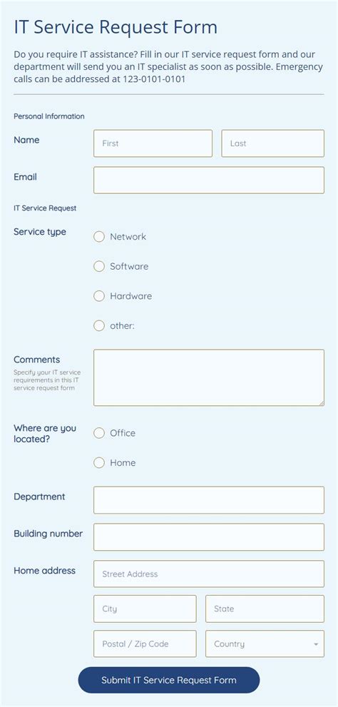 It Support Form Template