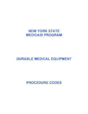 Fillable Online Emedny Durable Medical Equipment Procedure Codes Fax