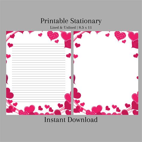 Love Printable, Love Letter Paper, Stationery and Journal Paper, Lined ...