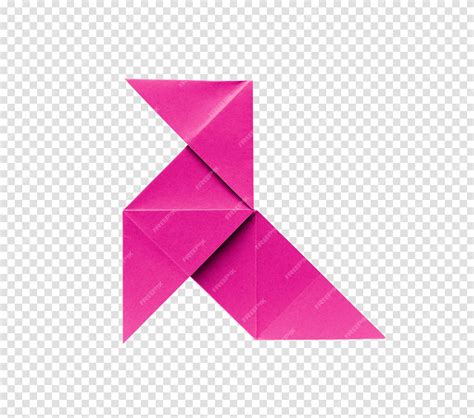 Premium PSD | Pink paper hen origami isolated on a white background