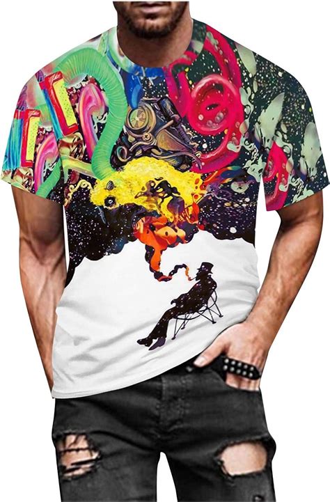 Herren Tee Tops 3D Drucken T Shirt Bunt Tie Dye Bluse Sommertop Sommer