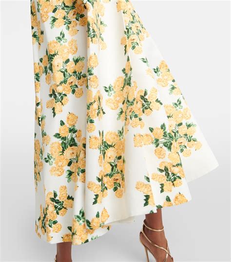 Gabby Floral Taffeta Faille Midi Dress In Yellow Emilia Wickstead