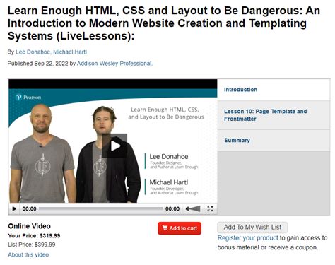 LiveLesson Learn Enough HTML CSS And Layout To Be Dangerous