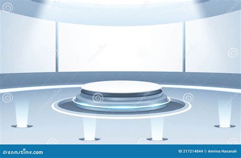 Background Vector D Blue Rendering With Podium And Minimal Blue Stage