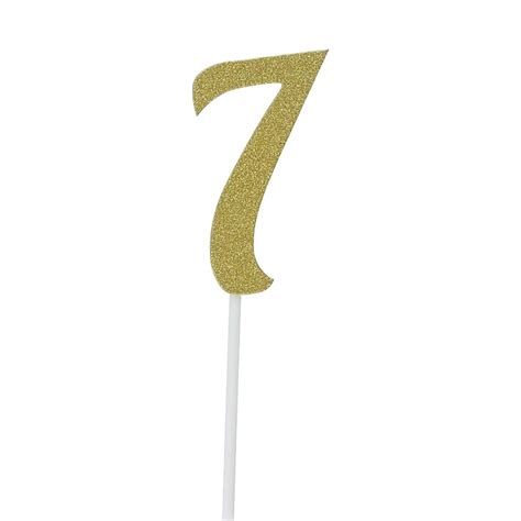 Creative Party Number 7 Glitter Cake Topper Gold One Size Diy At Bandq