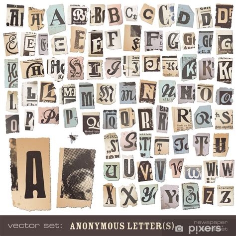 Sticker Alphabet Made Of Vintage Vector Newspaper Cutouts PIXERS US