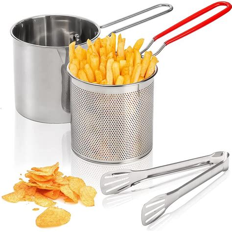 Lmetjma Deep Frying Pot With Strainer Basket Tong Stainless Steel