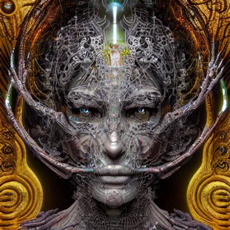 Cybernetic Deity With Neural Network Mind Tripping On Stable