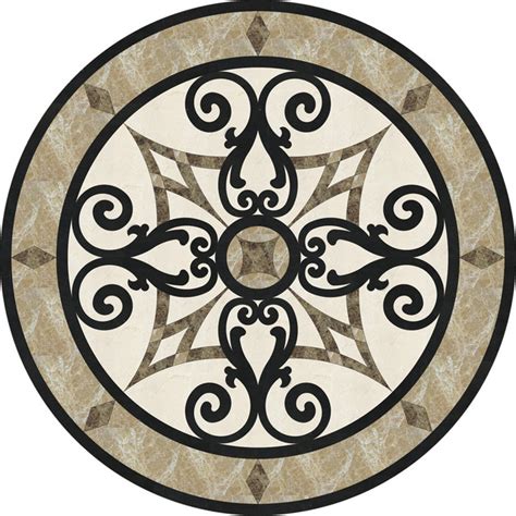 36" Stone Floor Medallion Waterjet Cut Marble and Granite - Traditional ...