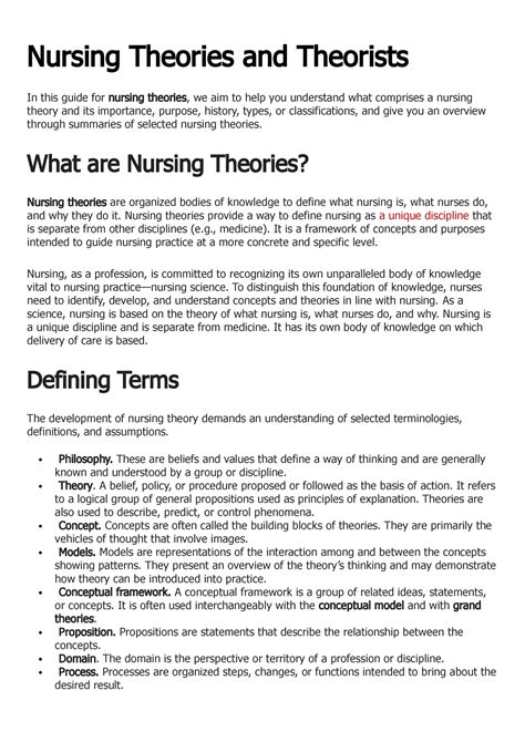 TFN Prelim Notes None Nursing Theories And Theorists In This Guide