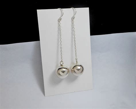 Silver Drop Ball Earrings 14mm Ball Earrings Sup Silver Sup Silver