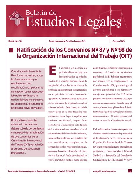 Ratificación De Los Convenios Nº 87 Y Nº 98 De La Organización