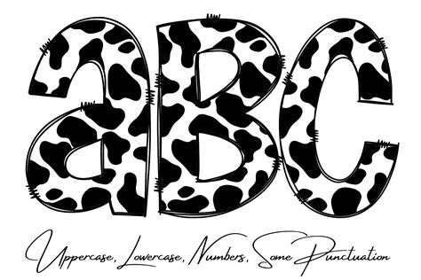 Cow Print Doodle Letters Graphic By Krafty Digital Designs Creative