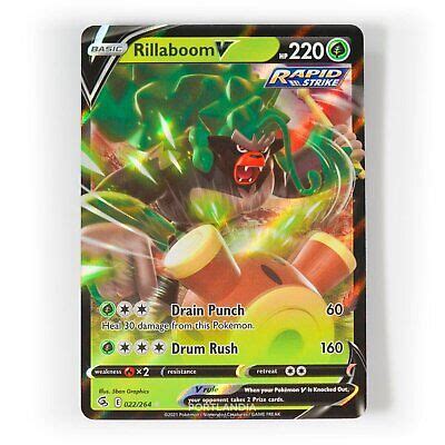 Pokemon Rillaboom V Swsh Fusion Strike Half Art Card Ebay