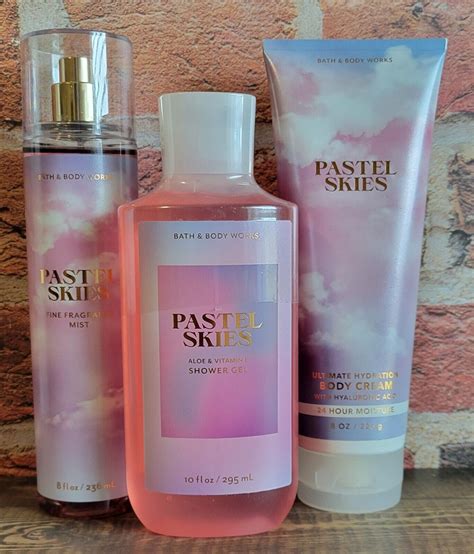 Bath And Body Works Pastel Skies Shower Gel Body Cream Fine Fragrance Mist Set Ebay