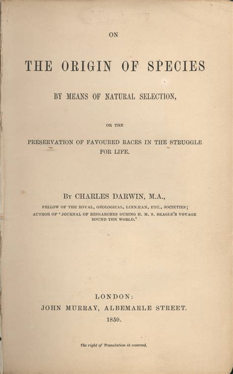 L Origine Delle Specie Di Charles Darwin