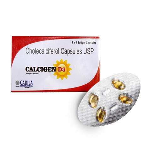 Buy CADILA Calcigen D3 D3 Cholecalciferol 60000 IU Pack Of 5 X 4 S