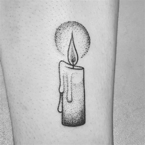 black illustration stipple candle tattoo by Carrie Metz-Caporusso ...