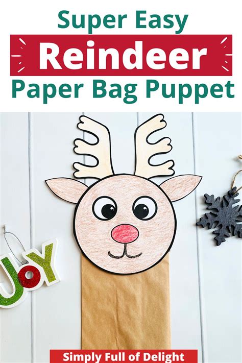 Printable Reindeer Paper Bag Puppet Free Template Simply Full Of