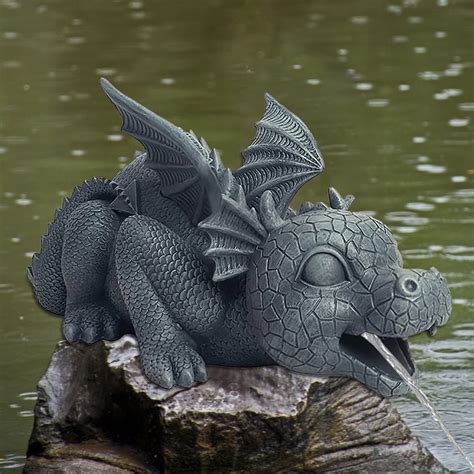 Austok Fountain Dragon Statue Water Spray Dragon Statue Resin Spouting