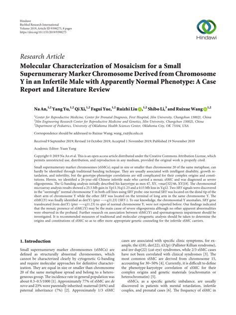 Pdf Molecular Characterization Of Mosaicism For A Small Supernumerary