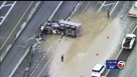 Dump Truck Driver Dead After Rollover Crash On Turnpike In Nw Miami Dade Wsvn 7news Miami