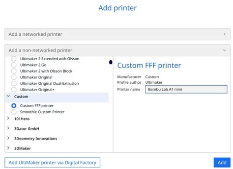 Bambu Lab A Mini Cura Profil Mit Druckeinstellungen