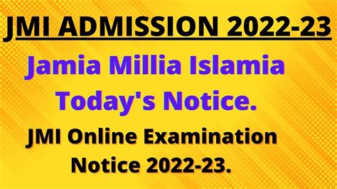 Jamia Millia Islamia Today S Important Notice JMI Examination Notice