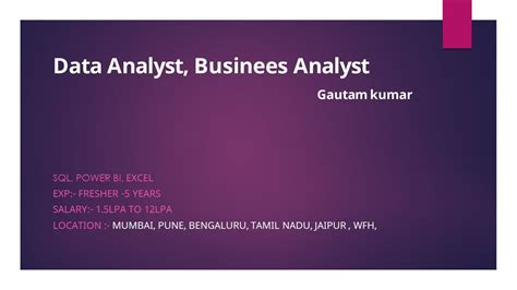 Data Analyst Business Analyst Fresher Experience Latest Job